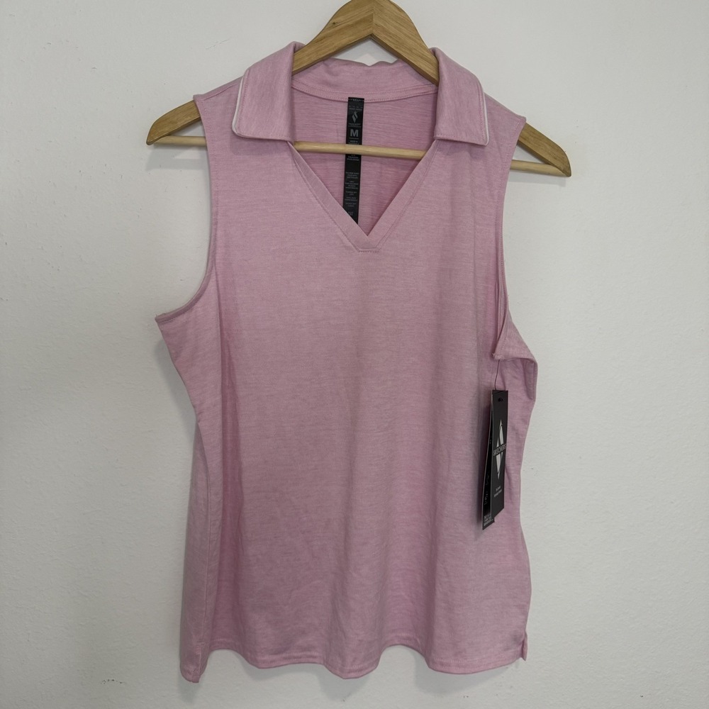 Skechers Womens Pink Go Walk Swift Club Sleeveless Pickleball Polo Tank Top M